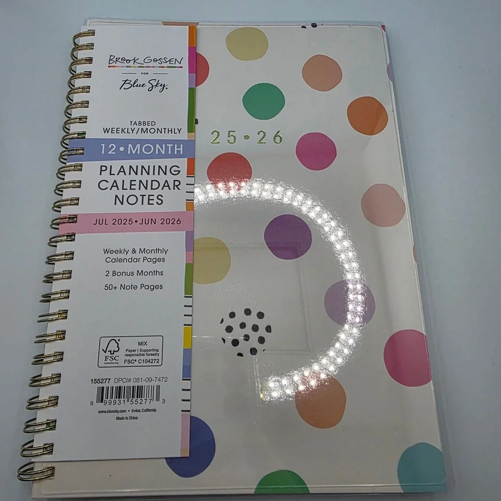 Blue Sky Brook Gossen 2025 2026 Weekly Monthly Planning Calendar Notes‎ Planner